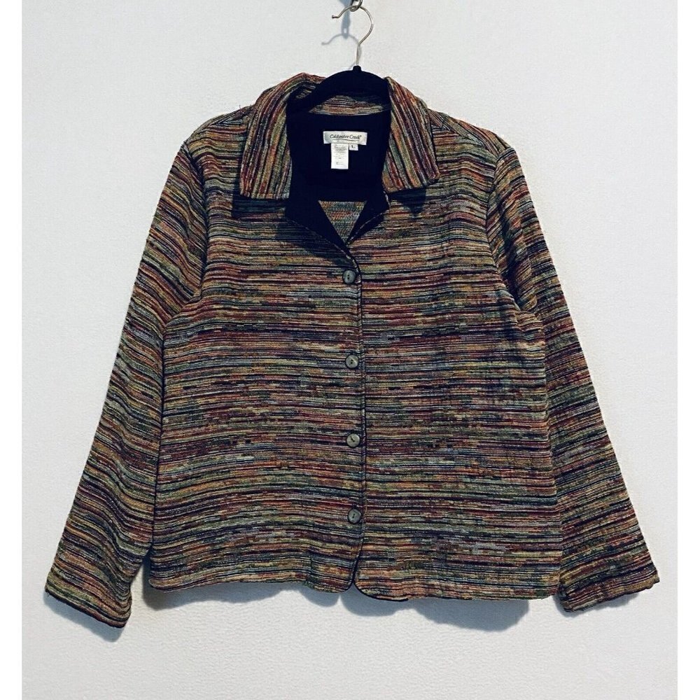 Coldwater Creek Jacket Womens Large Boucle Button Up Blazer Multicolor